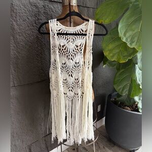 Hippie Laundry Cream Fringe Knit Vest